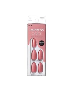 KISS imPRESS No Glue Needed Press On Nails, Color, Sweet Aroma, Pink, Medium Almond, 30 Count"