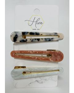 Hive and Co. - 3-Piece Mother of Pearl/Tortoiseshell Barrettes - SKU # 514219