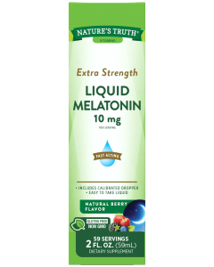 Nature's Truth Melatonin Liquid | 10 mg | 2 Fl oz Maximum Strength for Adults | Natural Berry Flavor | Vegetarian, Non-GMO, Gluten Free"