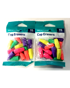 Lot of 2 - Wexford Cap Neon Erasers 15 Count (30 erasers total)