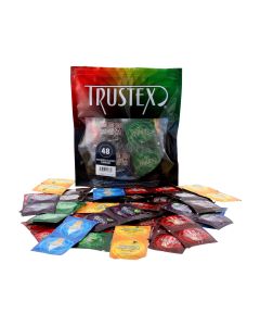 Trustex Assorted Flavors, Premium Latex Flavored Condoms, The Original Flavored Condom Company, Safe for Intercourse, Bag of 48"