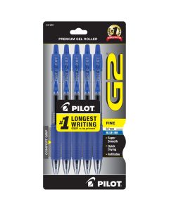 Pilot G2 Retractable Gel Pens, Fine Point (0.7 mm), Blue Ink, 5 Count 588909355"