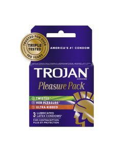 TROJAN Pleasure Variety Pack Lubricated Condoms, 3 Count"