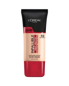 L'Oreal Paris Infallible Pro-Matte Liquid Foundation Makeup, 102 Shell Beige, 1 oz"