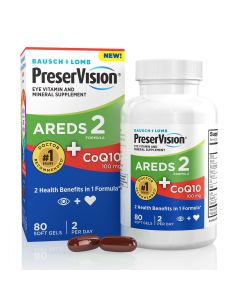 PreserVision AREDS 2 Eye Vitamins with CoQ10 for Heart Health, Lutein, Zeaxanthin, Vitamin C & E, Zinc, Copper, 80 Softgels"