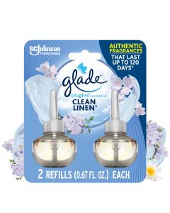 Glade PlugIns Air Freshener Refills, Clean Linen, Infused with Essential Oils, 0.67 oz, 2 Count"