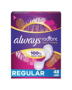 Always Radiant Daily Liners Light Absorbency, Regular Length, 48Count"