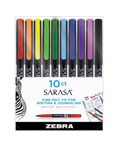 Zebra 10ct Sarasa Fineliner Porous Point Pens 0.8mm Assorted Colors