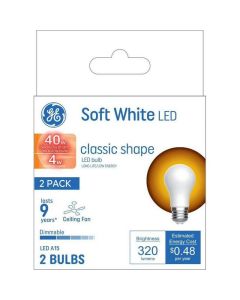 GE 4W 2pk LED A15 Medium Base Ceiling Fan Light Bulbs Soft White