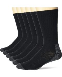 Hanes mens Crew Socks, 6-pair Pack Work Sock, Black, 6 12 US"