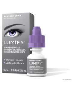 LUMIFY Redness Reliever Eye Drops, Fast Acting Brimonidine for Whiter, Brighter Looking Eyes, 0.08 Fl. Oz. (2.5 mL)