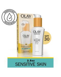 Olay Complete Daily Facial Moisturizer for Sensitive Skin, SPF 30 Sun Protection, 2.5 fl oz"