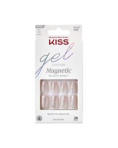 KISS Gel Fantasy Magnetic, Press On Nails, Dignity, Silver, Short Squoval, 28 Count"