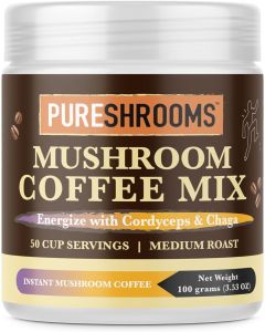 Energize Mushroom Instant Coffee with Garcinia Cambogia, L-Theanine, Cordyceps, and Chaga. Ultra Concentrated 30:1 Extracts. Skinny Coffee Substitute. (50 Servings, 100g/3.53oz)"