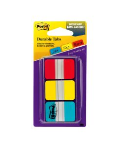 Post-it Tabs, 1"" Wide, Red, Yellow, Blue, 12 Tabs/Color, 36 Tabs Total"