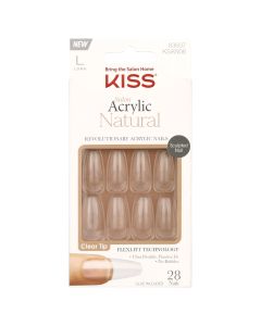 KISS Salon Acrylic Natural Nails - Crystal Clear, Long Sculpted"