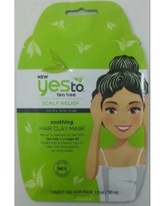 Yes To Tea Tree Clay Hair Mask, Single Use Scalp Relief Hair Treatment, 1 Oz"