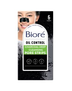 Bioré Charcoal Blackhead Remover Pore Strips, Deep Cleansing Nose Strips, 6 Ct"