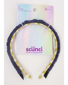 Scunci Skinny Ruched Denim Headband, Assorted Colors, 2-Pieces"