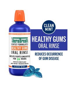 TheraBreath Healthy Gums Mouthwash, Antigingivitis Mouth Rinse for Adults, Clean Mint, 16 fl oz"