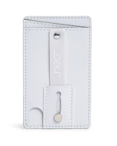 Neo Universal Smartphone Wallet, Grip, and Kickstand Holder with Convenient Grip, White (New Open Box)"