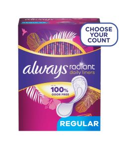 Always Radiant Daily Liners Light Absorbency, Regular Length, 96CT"