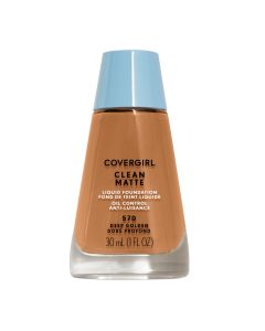 COVERGIRL Clean Matte Liquid Foundation, 570 Deep Golden, 1 fl oz, Liquid Foundation, Matte Foundation, Lightweight Foundation, Moisturizing Foundation, Water Based Foundation"