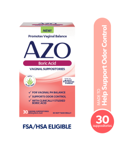 AZO Boric Acid Vaginal Suppositories, For Odor Control & Vaginal PH Balance with Boric Acid, 30 Ct"