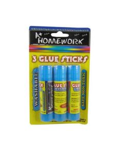 A plus HOMEWORK Glue Sticks - Washable - 3 pack- Case of 48