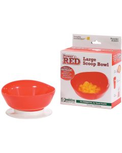 Essential Medical Supply Power of Red Adaptive Scoop Bowl with Suction Cup Bottom and Rimmed Side for Easier Eating