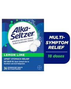 Alka-Seltzer Effervescent Heartburn Relief Tablets, Lemon Lime, 36 Count"