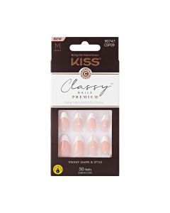 KISS Premium Classy 'Highlights' Fake Nails, White Tipped French, Medium Length, Almond Shape, 33 Ct."