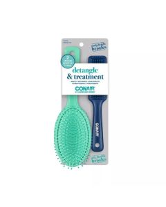 Conair Detangle & Treatment Hair Brush Set, Assorted Colors, 2-Pieces"