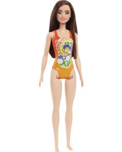 Barbie Swimsuit Beach Doll with Brown Hair & Orange Tie-Dye Suit