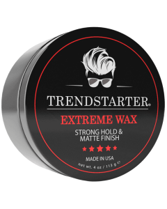 TRENDSTARTER - EXTREME WAX (4oz) - Strong Hold - Matte Finish - Premium Water Based Flake-Free Hair Wax for All Hair Types - All-Day Hold Hair Styling Pomade