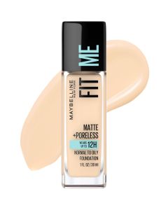 Maybelline Fit Me Matte + Poreless Liquid Foundation Makeup, Light Beige, 1 fl oz"