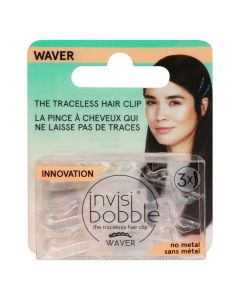 Invisibobble, Waver, Traceless Hair Clip, Crystal Clear, 3 Pack"