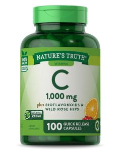 Vitamin C with Rose Hips and Bioflavonoids 1000mg  | 100 Quick Release Capsules | Vegetarian, Non-GMO, Gluten Free | By Nature's Truth"