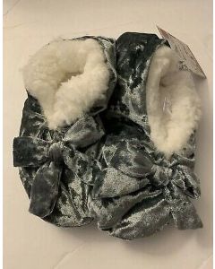 Sherpa Lined Cozies Silver Slippers with Bows Women's S/M 6-7.5