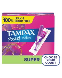 Tampax Pocket Radiant Tampons, Super Absorbency, 28 Count"