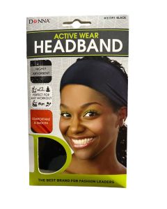 Donna Active Wear Headband in Black - Stylish, Non-Slip, Sweat-Wicking Headband for Sports & Fitness"