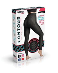 Hy-Impact Peach Fit High Waist Anti-Cellulite Leggings - Tummy Control & Booty Lift - Size XL - Black