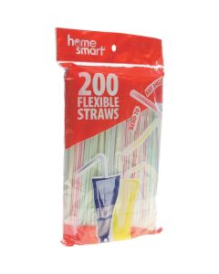 Home Smart Flexible Plastic Straws (200-Count) HS-01096 Pack of 36