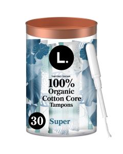 L. Organic Cotton Tampons - Super Absorbency, 30 Ct"