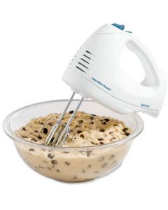 Hamilton Beach 6 Speed Electric Hand Mixer with Whisk, Traditional Beaters, Snap-On Case, 250 Watts, White, 62682"