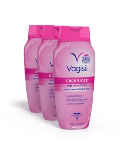 Vagisil Odor Block Daily Intimate Vaginal Wash, For 24 Hour Odor Protection, 12 Fluid Ounce Bottle (Pack of 3)"