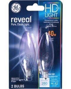 GE  Lighting 48701 40 Watt Reveal Decorative Blunt Candelabra Bulbs 2-count