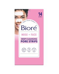 Bioré Nose + Face Deep Cleansing Pore Strips, Blackhead Remover, 7 Nose + 7 Face Strips"