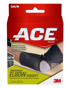 ACE Brand Compression Elbow Brace, Small/Medium, Black, 1/Pack"