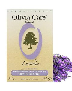 Lavender Bar Soap with Olive Oil by Olivia Care - 100% Natural Ingredients, Organic, Vegan - For Face & Body. Cold-Pressed Triple -Milled. Hydrating, Moisturizing. Infused Calcium & Vitamins"